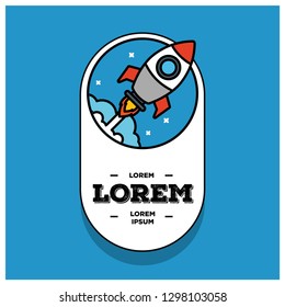 Space Rocket Vector Illustration Badge Sticker Design