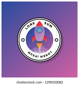 Space Rocket Vector Illustration Badge Sticker Design