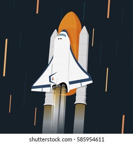 Space rocket vector illustration. Includes space background