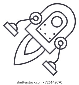 space rocket vector line icon, sign, illustration on background, editable strokes