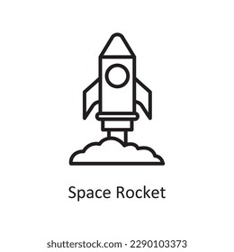 Space Rocket Vector Outline icon Design illustration. Gaming Symbol on White background EPS 10 File