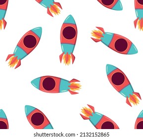 
space rocket vector pattern seamless background on textile