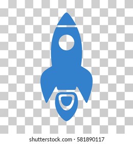 Space Rocket vector pictograph. Illustration style is a flat iconic cobalt symbol on a transparent background.