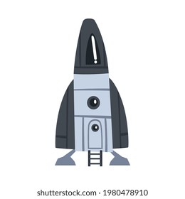 Space Rocket, Vehicle for Space Exploration and Travel Cartoon Vector Illustration