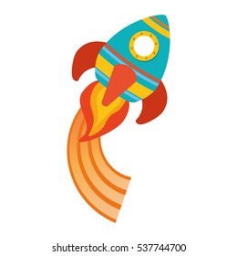 space rocket vehicle icon over white background. colorful design. vector illustration