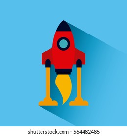 space rocket vehicle icon over blue background. colorful design. vector illustration