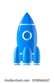 A space rocket with a window with a white background. Cartoon vector illustration