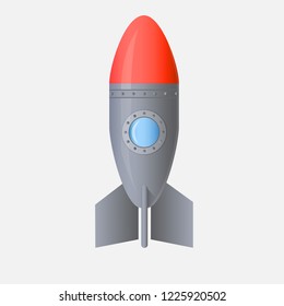 Space rocket wit illuminator isolated on white background. Rocket icon cartoon style. Realistic vector. Stock vector illustration.