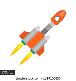 Space rockets began to launch. Symbol of technological development innovation. Flat icon design arranging vector template illustration