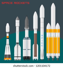 Space rockets set . Comparative size cargo and universal rockets in the world.