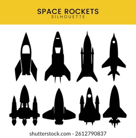 Space Rockets Silhouette Vector Set Illustration