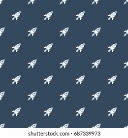 Space rocketship launch seamless pattern.