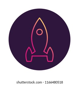 Space rocket.Spaceship icon.Flat line art vector. Design element for websites.Symbol for a mobile application or website.