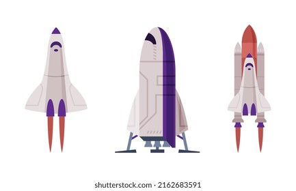 Space rokets set. Space industry exploration concept vector illustration