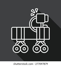 Space Rover flat icon with long shadow, line icon