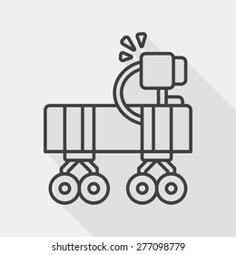 Space Rover flat icon with long shadow, line icon