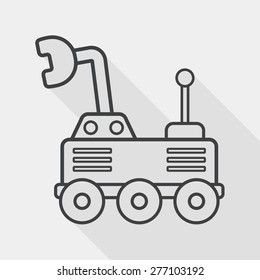 Space Rover flat icon with long shadow, line icon