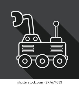 Space Rover flat icon with long shadow, line icon