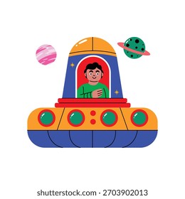 Ilustración vectorial plana Space Rover EPS 10 File