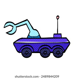 Space rover halftone icon hand drawn color vector illustration