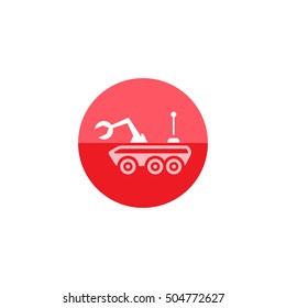 Space rover icon in flat color circle style. Vehicle, exploration, planet surface 
