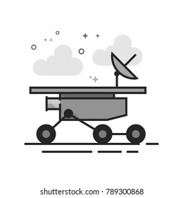 Space rover icon in flat outlined grayscale style. Vector illustration.