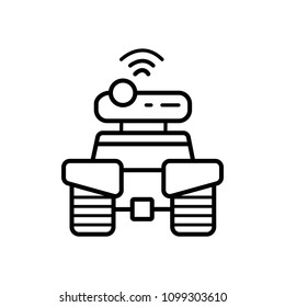 Space rover icon in single grey color. Vehicle, exploration, planet surface
