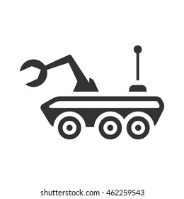 Space Rover Icon In Single Grey Color. Vehicle, Exploration, Planet Surface