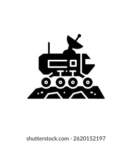 Space Rover on Rough Terrain with Antenna Side View Icon Representing Mars Exploration