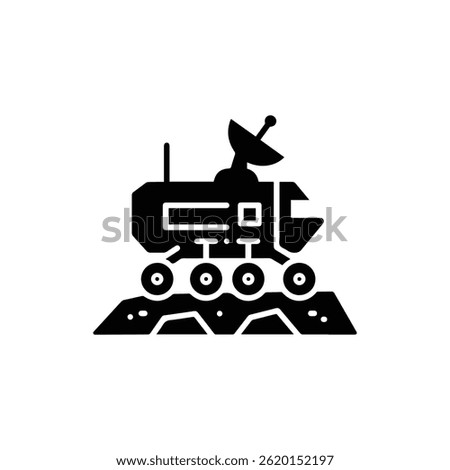 Space Rover on Rough Terrain with Antenna Side View Icon Representing Mars Exploration