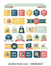 Space sale banner flat design background set, eps10