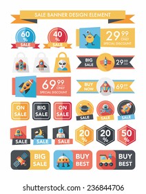 Space sale banner flat design background set, eps10