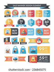 Space sale banner flat design background set, eps10