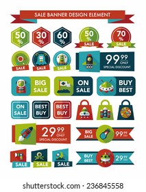Space sale banner flat design background set, eps10