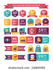 Space sale banner flat design background set, eps10