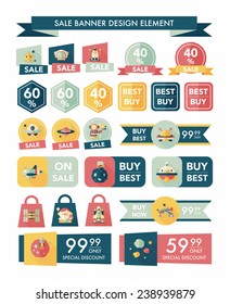 Space sale banner flat design background set, eps10
