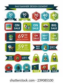 Space sale banner flat design background set, eps10