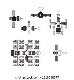 space satelite flat stock vector set