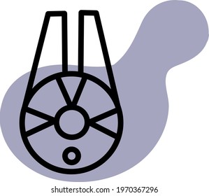 Satélite espacial, ilustración de icono, vector sobre fondo blanco