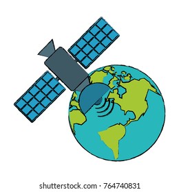 Space satellite around world