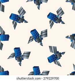Space Satellite , cartoon seamless pattern background