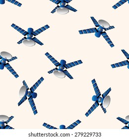 Space Satellite , cartoon seamless pattern background