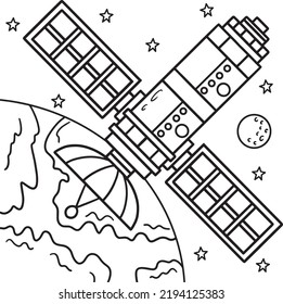 Space Satellite Coloring Page For Kids