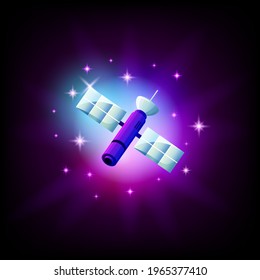 space satellite in dark space vector icon illustration.