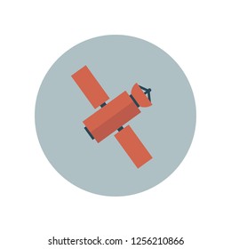 Space satellite flat icon isolated on grey background. Simple sign symbol in flat style. Space elements Vector illustration for web and mobile design.