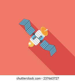 Space Satellite flat icon with long shadow,eps10