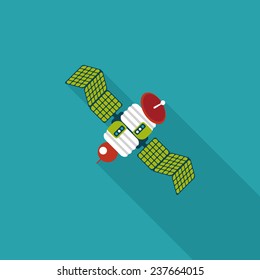 Space Satellite flat icon with long shadow,eps10
