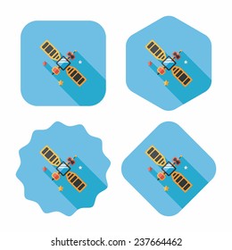 Space Satellite flat icon with long shadow,eps10
