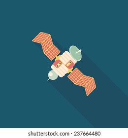 Space Satellite flat icon with long shadow,eps10