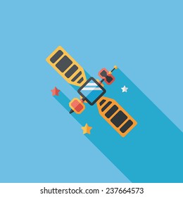 Space Satellite flat icon with long shadow,eps10